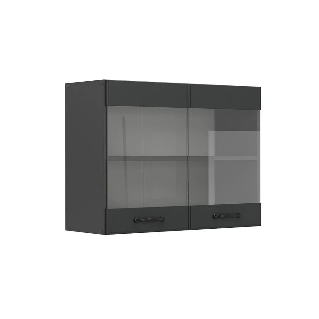 DULAP DIN STICLĂ DE BUCĂTĂRIE R-Line Casă de țară antracit 80 cm DULAP DIN STICLĂ DE BUCĂTĂRIE R-Line Casă de țară antracit 80 cm