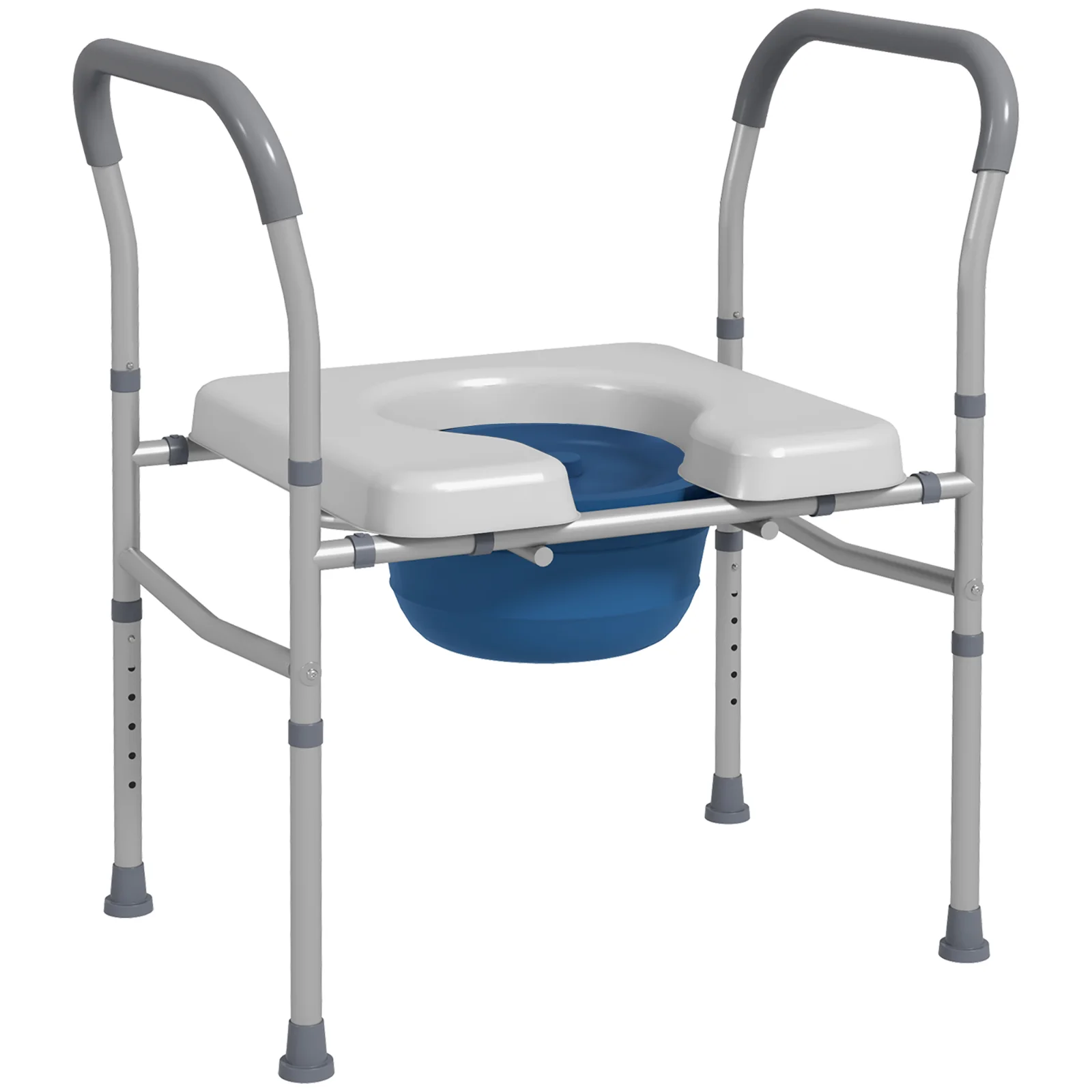 HOMCOM Scaun cu Vas de Toaletă pentru Vârstnici, Scaun de Toaletă Multifuncțional 4-În-1 cu Înălțime Reglabilă, 64x53x70-82 cm, Gri | Aosom Romania HOMCOM Scaun cu Vas de Toaletă pentru Vârstnici, Scaun de Toaletă Multifuncțional 4-În-1 cu Înălțime Reglabilă, 64x53x70-82 cm, Gri | Aosom Romania