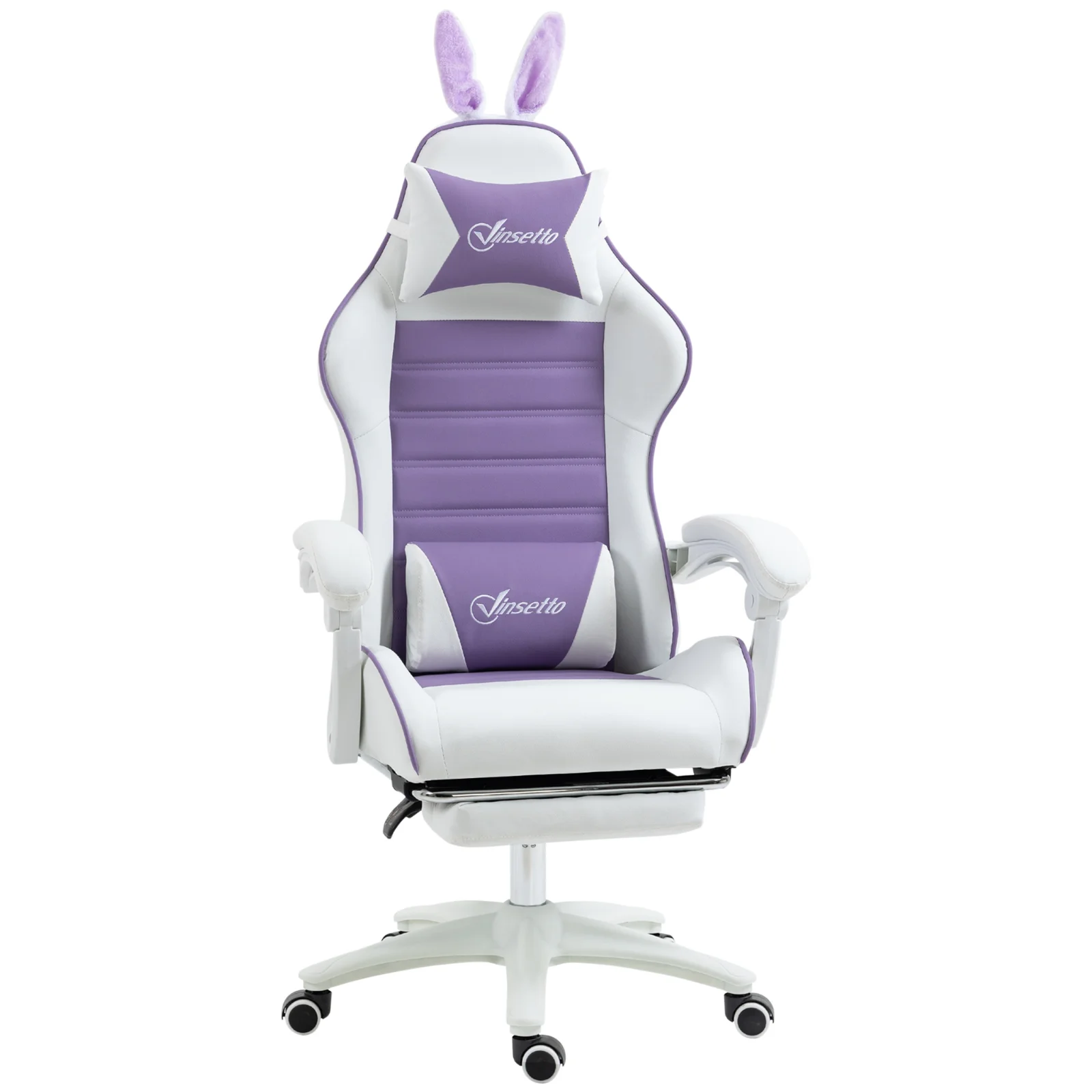 Vinsetto Scaun Gaming cu Urechi de Iepuraș, Suport pentru Picioare, Perne, Reglabil și Reclinabil, Mov | Aosom Romania Vinsetto Scaun Gaming cu Urechi de Iepuraș, Suport pentru Picioare, Perne, Reglabil și Reclinabil, Mov | Aosom Romania