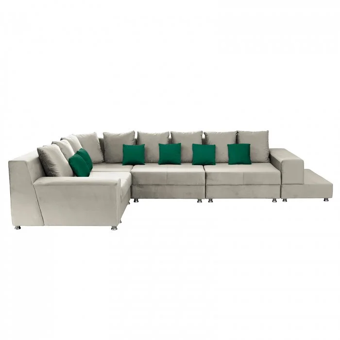 Coltar BIANCA modular, crem + verde, 250x390x80 cm