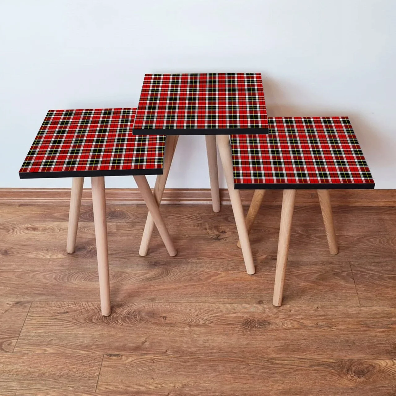 Set masute 3 piese, Hanah Home, 3Shp246, Roșu / Negru / Galben Set masute 3 piese, Hanah Home, 3Shp246, Roșu / Negru / Galben