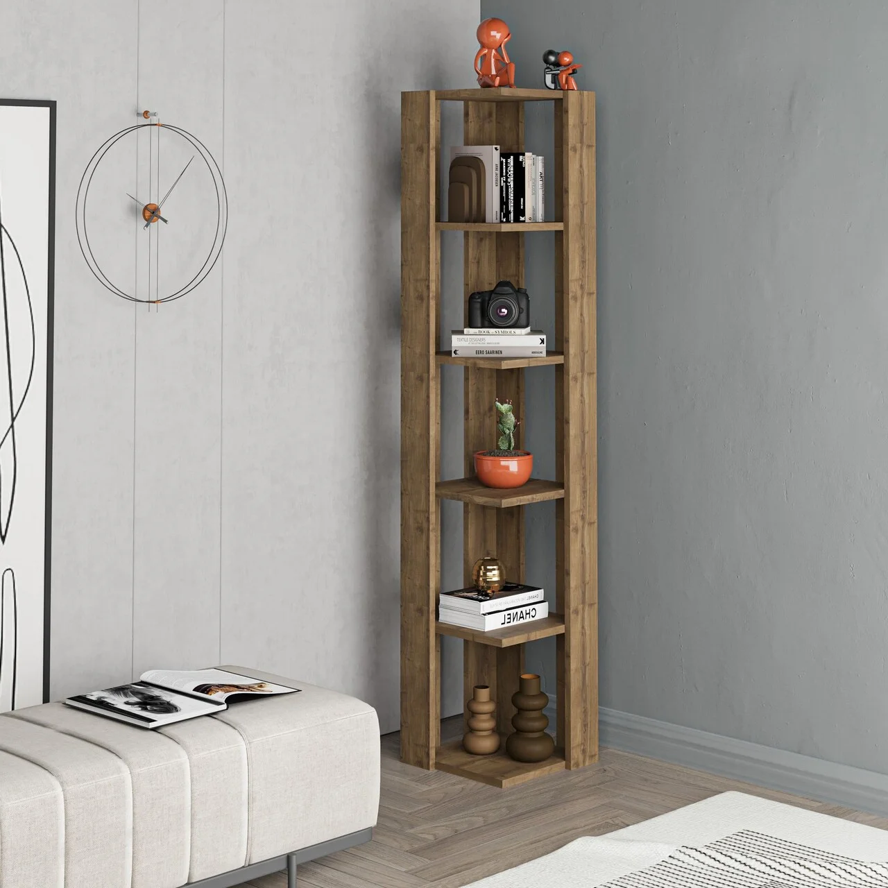 Corp biblioteca, Hanah Home, Nati Corner, 31.8x160.8x31.8 cm, Maro Corp biblioteca, Hanah Home, Nati Corner, 31.8x160.8x31.8 cm, Maro
