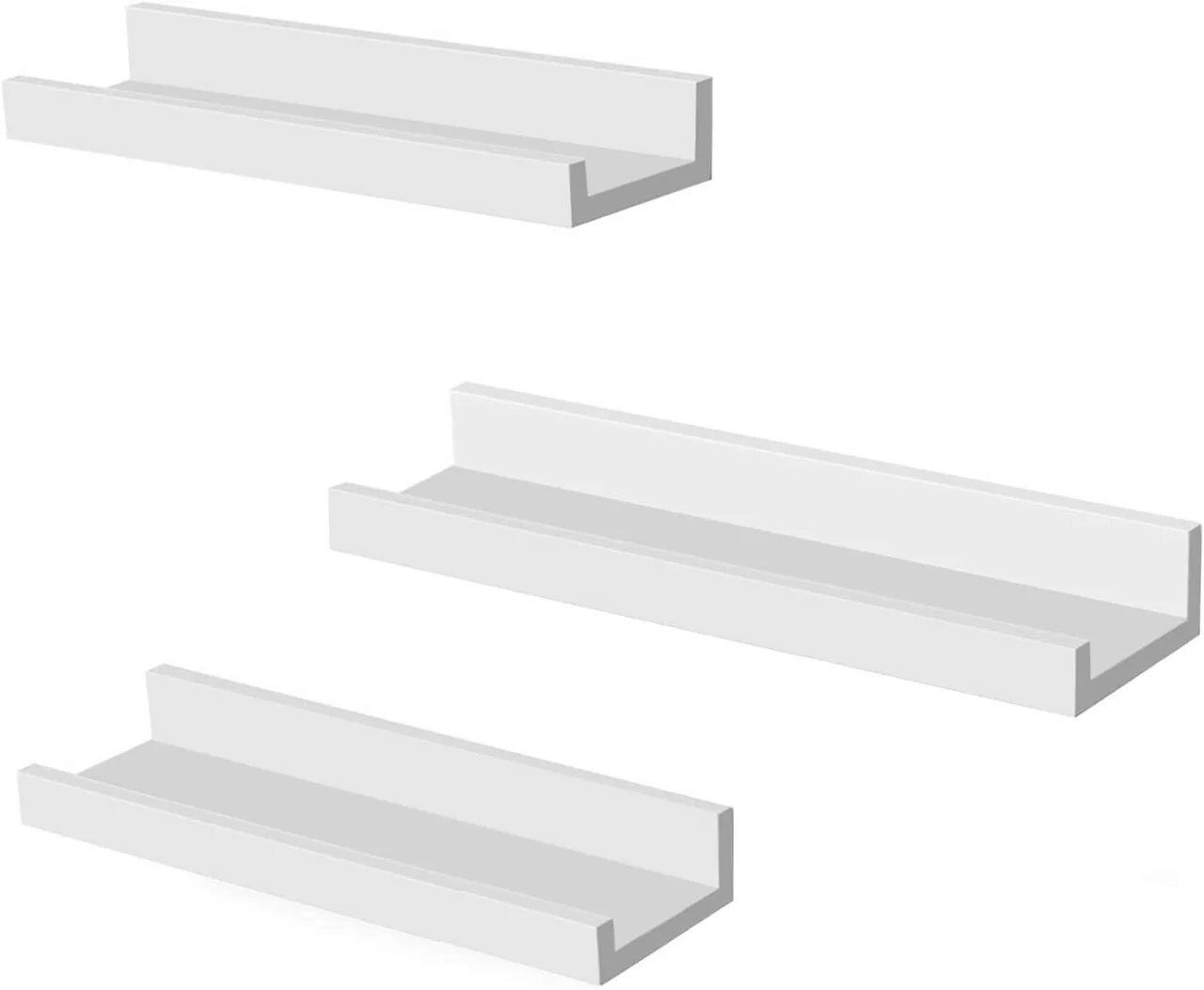 Set 3 rafturi de perete, Songmics, 38x10x5 cm, PAL, alb lucios Set 3 rafturi de perete, Songmics, 38x10x5 cm, PAL, alb lucios