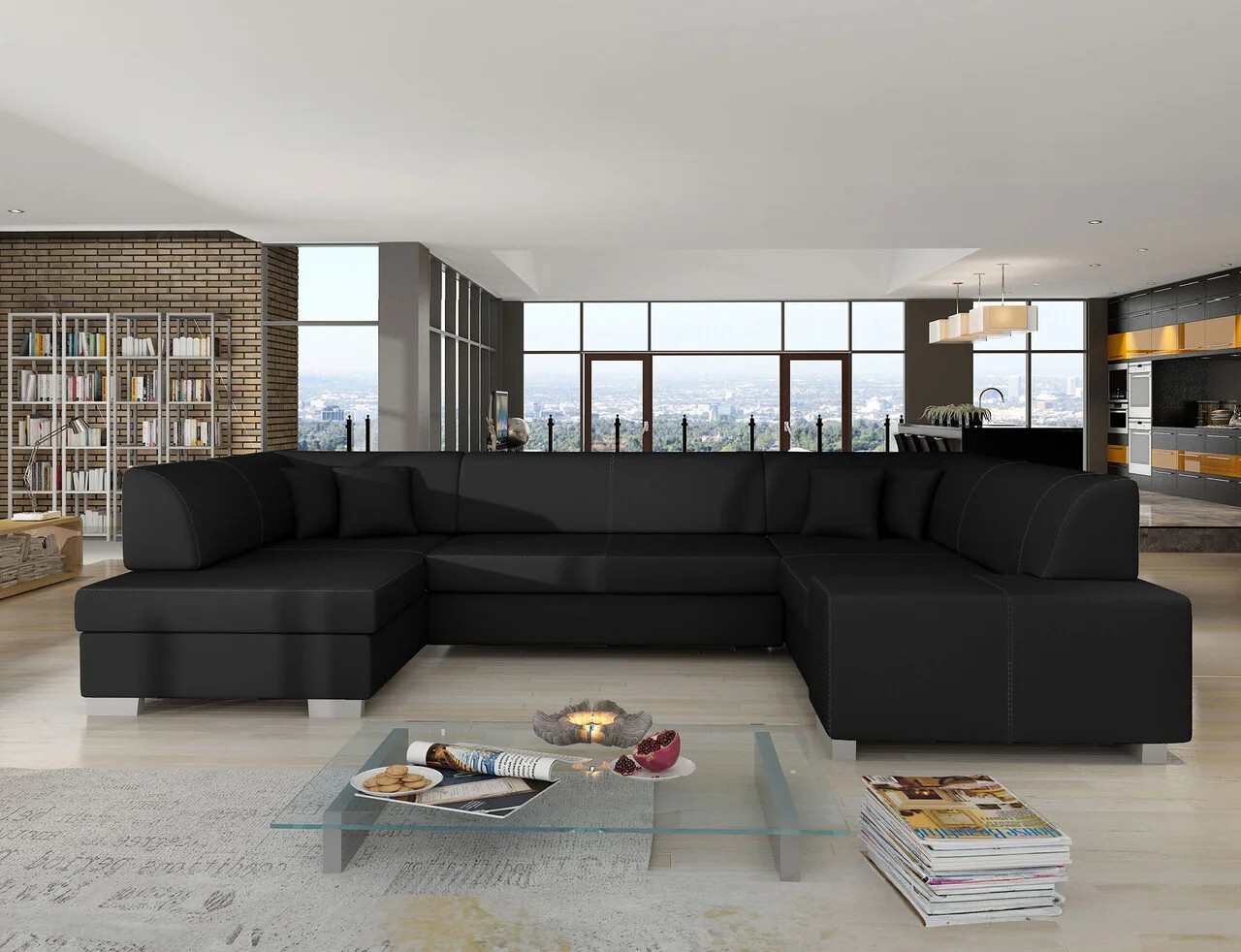 Coltar extensibil stanga 6 locuri ELTAP, Hv17, Havana, 322x204x72 cm, lemn/poliester, negru Coltar extensibil stanga 6 locuri ELTAP, Hv17, Havana, 322x204x72 cm, lemn/poliester, negru