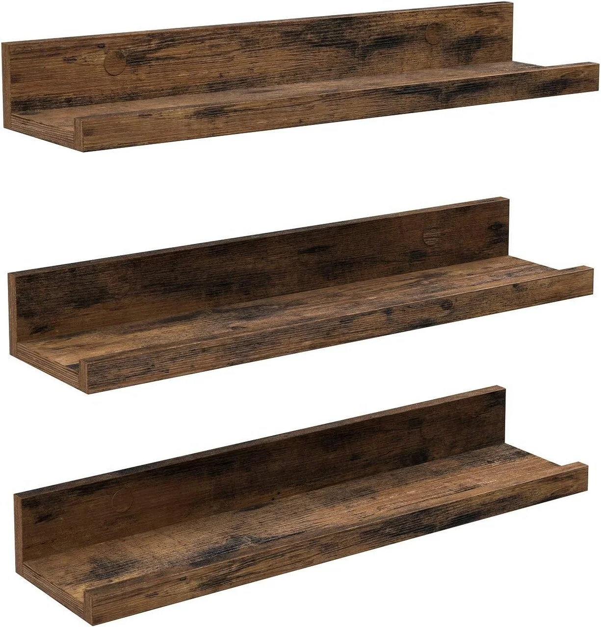 Set 3 rafturi de perete Vasagle Modern, 38 x 10 x 5 cm, PAL, maro rustic Set 3 rafturi de perete Vasagle Modern, 38 x 10 x 5 cm, PAL, maro rustic