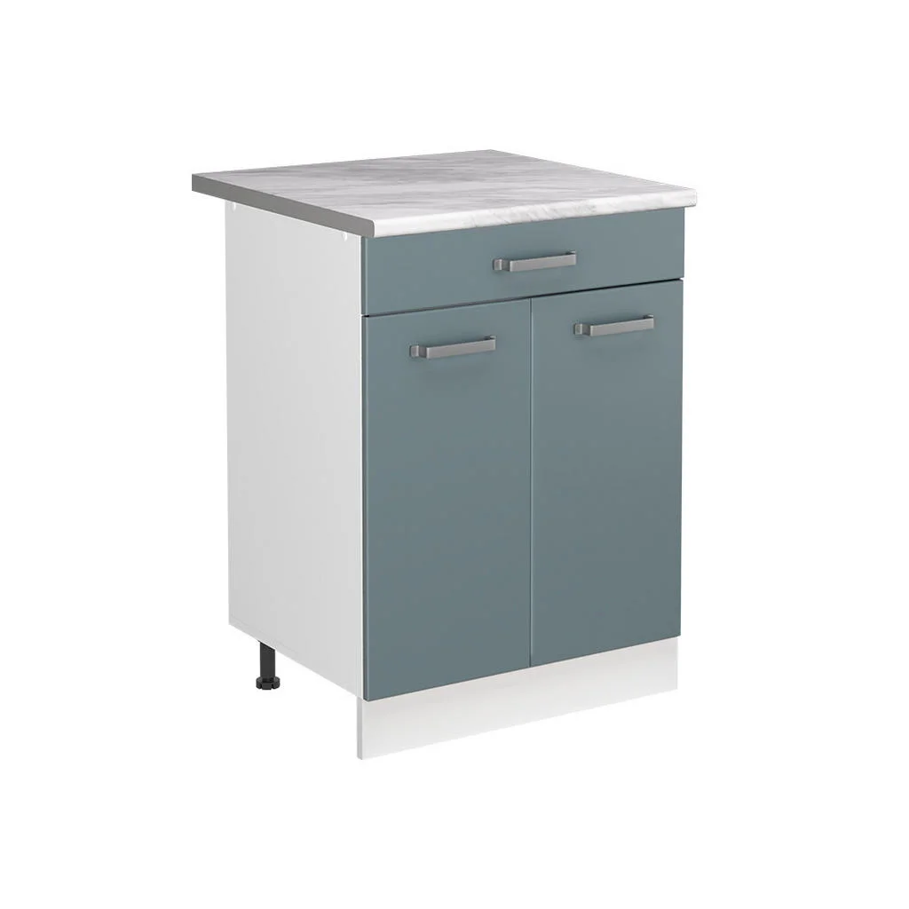 DULAP DE BAZĂ PENTRU CHIUVETĂ R-Line, Albastru-gri/Alb, 60 cm blat de lucru Marmură DULAP DE BAZĂ PENTRU CHIUVETĂ R-Line, Albastru-gri/Alb, 60 cm blat de lucru Marmură