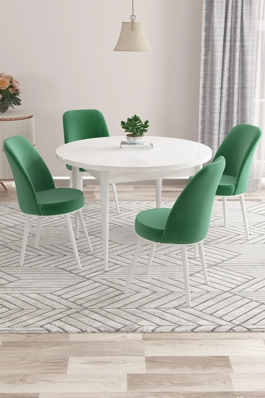 Set masa si scaune (5 piese), Hanah Home, Kea, Alb / Verde Smarald Set masa si scaune (5 piese), Hanah Home, Kea, Alb / Verde Smarald