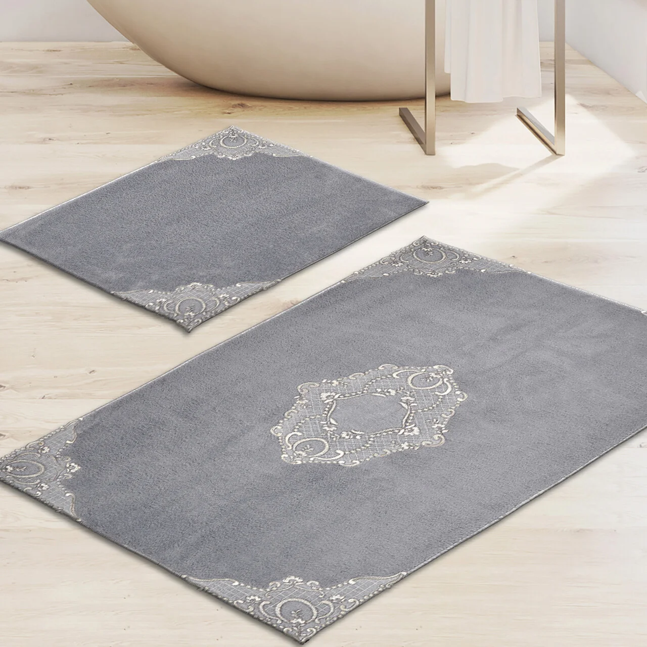 Set covorase de baie, L'essentiel Maison, Cot-Klzt5-43, Gri Set covorase de baie, L'essentiel Maison, Cot-Klzt5-43, Gri