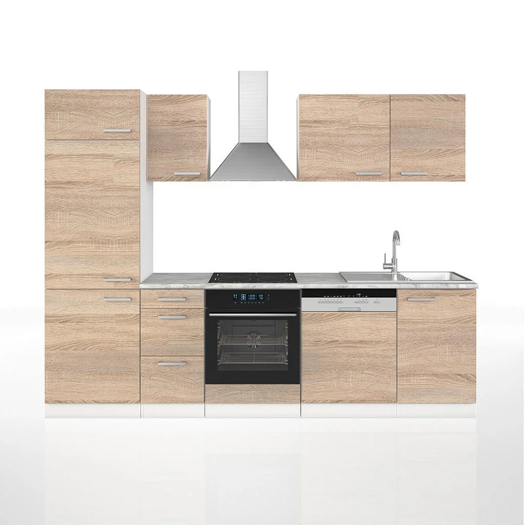 KITCHENETTE Optima, Sonoma/Alb, 270 cm fara blat KITCHENETTE Optima, Sonoma/Alb, 270 cm fara blat