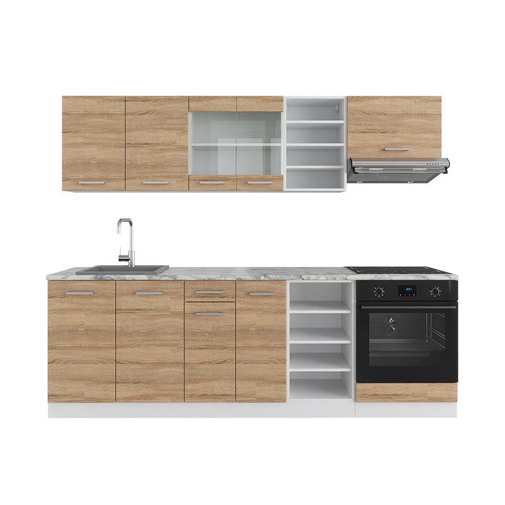 KITCHENETTE R-Line Sonoma/Alb 240 cm fara blat KITCHENETTE R-Line Sonoma/Alb 240 cm fara blat
