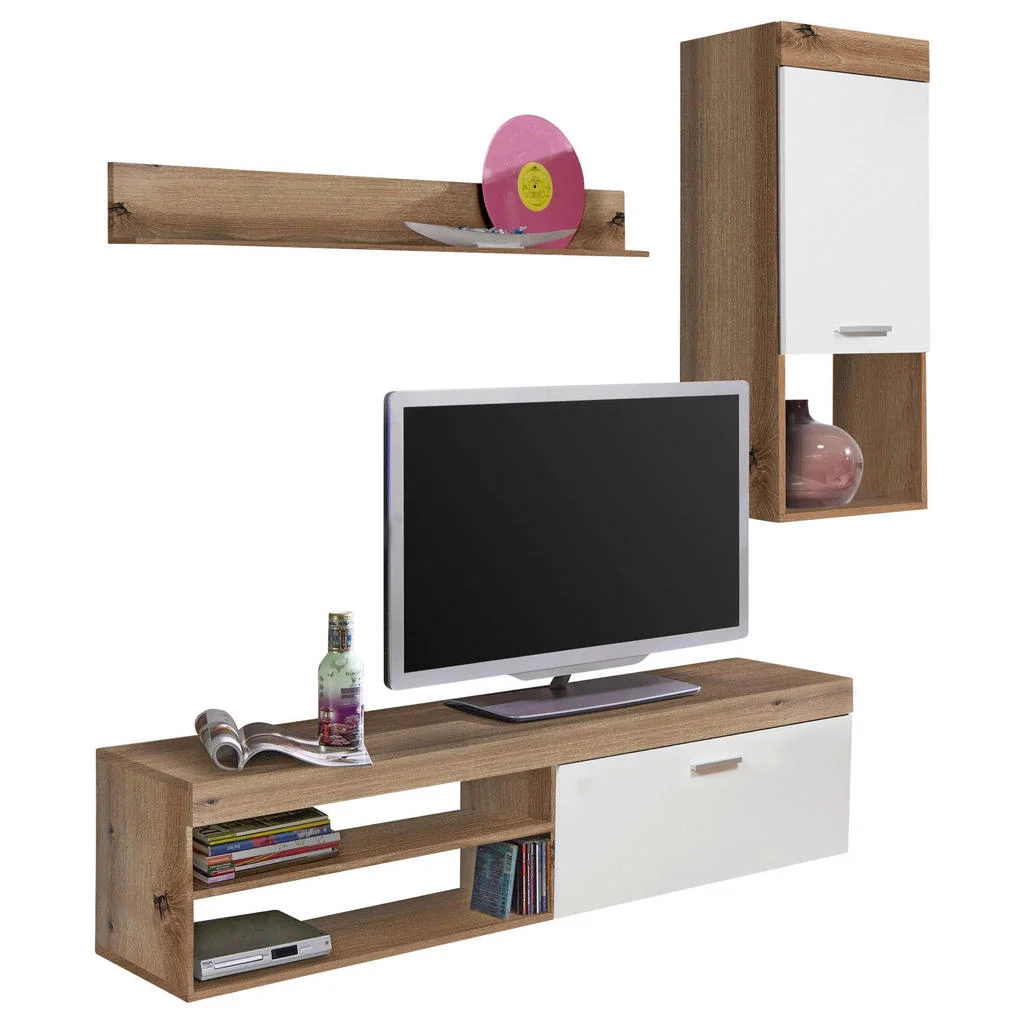 Set Mobilă Living, 3 piese, alb, culoare lemn stejar, 170/180/41,5 cm Set Mobilă Living, 3 piese, alb, culoare lemn stejar, 170/180/41,5 cm