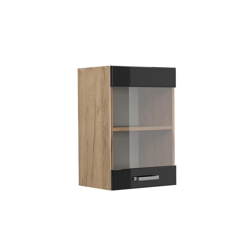 DULAP DIN STICLĂ DE BUCĂTĂRIE R-Line Negru lucios ridicat 40 cm DULAP DIN STICLĂ DE BUCĂTĂRIE R-Line Negru lucios ridicat 40 cm