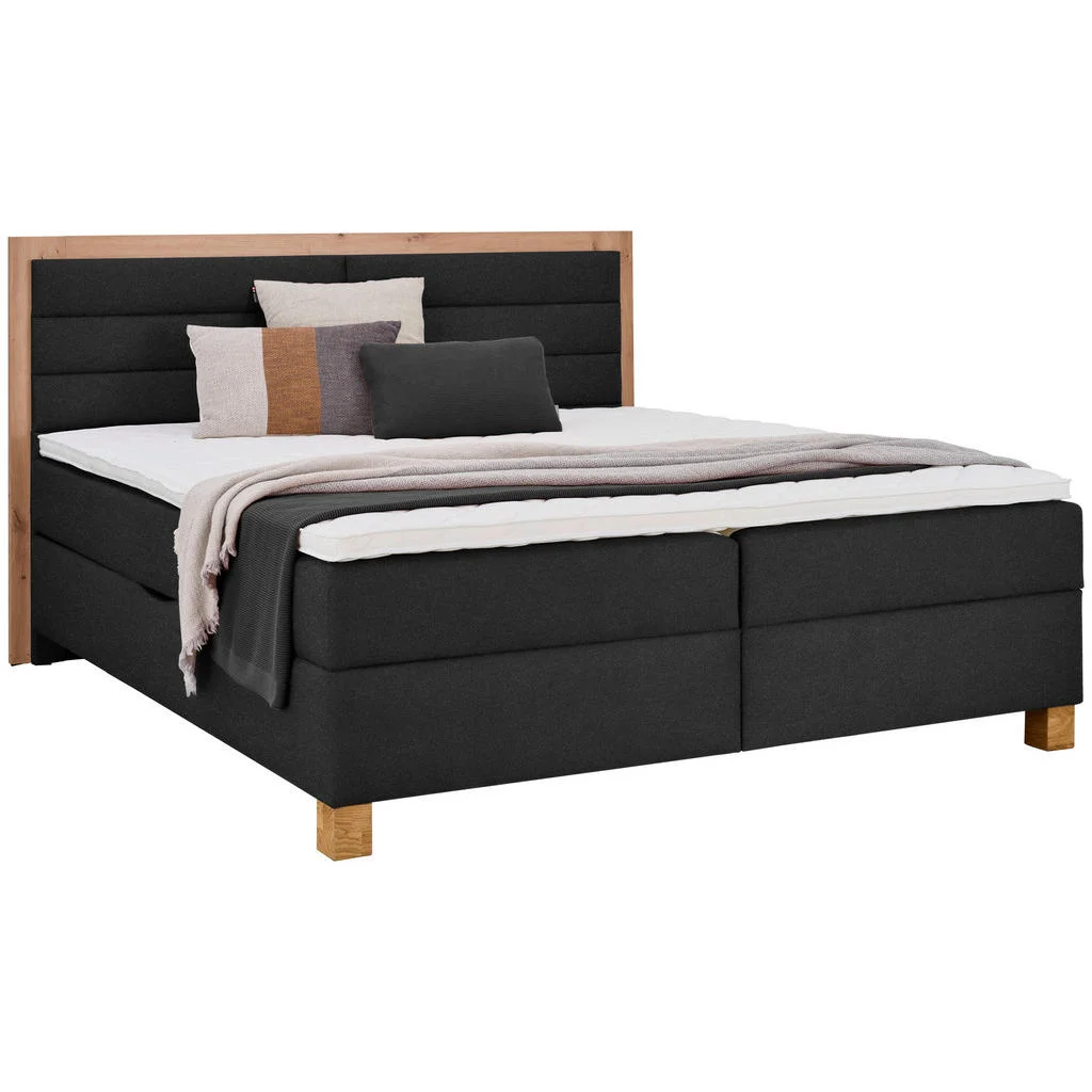 Pat Tip Boxspring Fără Arcuri, 180/200 cm, negru, stejar Artisan Pat Tip Boxspring Fără Arcuri, 180/200 cm, negru, stejar Artisan