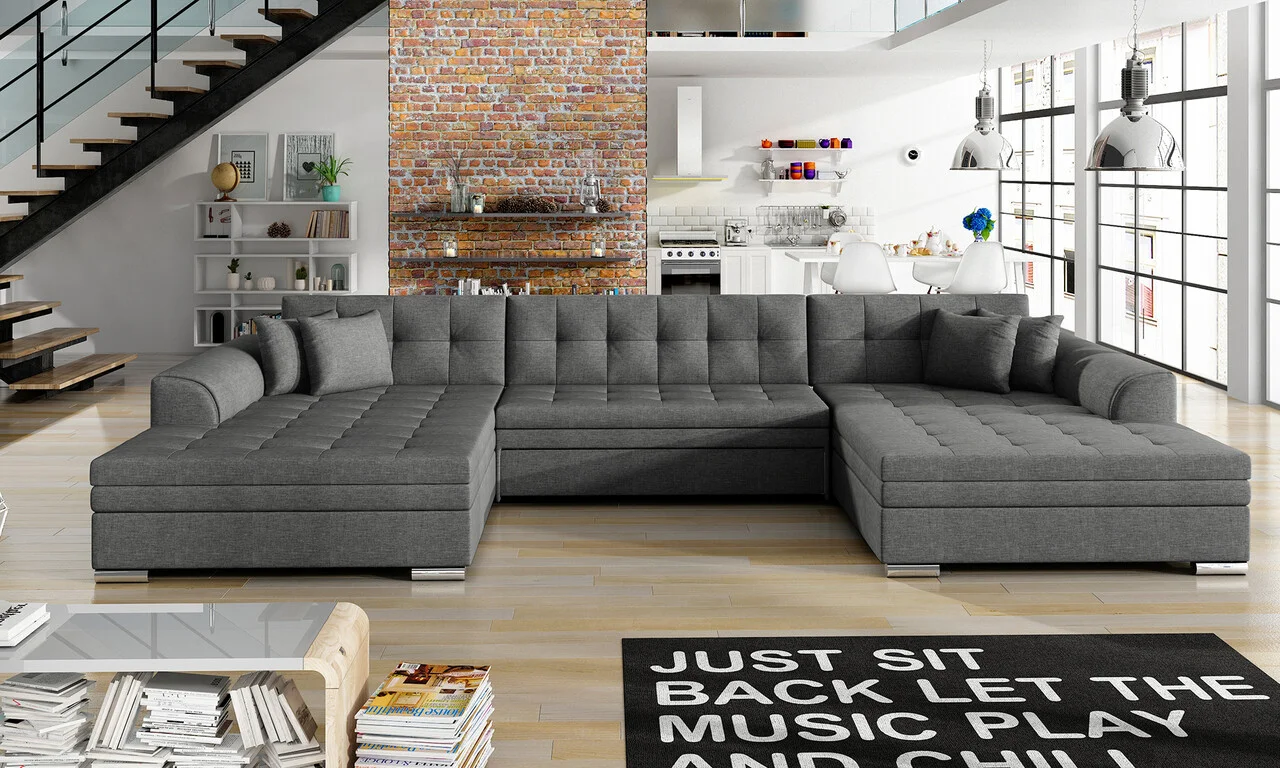 Coltar extensibil 5 locuri, ELTAP, Vento, 359x165x87 cm, lemn/poliester, gri inchis Coltar extensibil 5 locuri, ELTAP, Vento, 359x165x87 cm, lemn/poliester, gri inchis