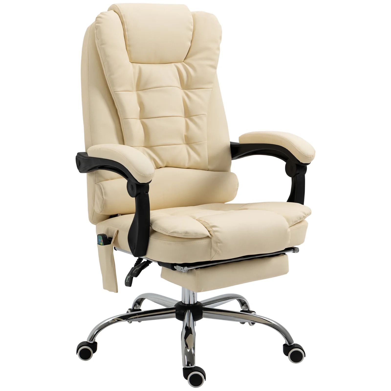 Vinsetto Fotoliu Pivotant și Ergonomic cu Masaj, Înălțime Reglabilă, 6 Puncte de Vibrație, 65x160x104 cm, Crem | Aosom Romania Vinsetto Fotoliu Pivotant și Ergonomic cu Masaj, Înălțime Reglabilă, 6 Puncte de Vibrație, 65x160x104 cm, Crem | Aosom Romania