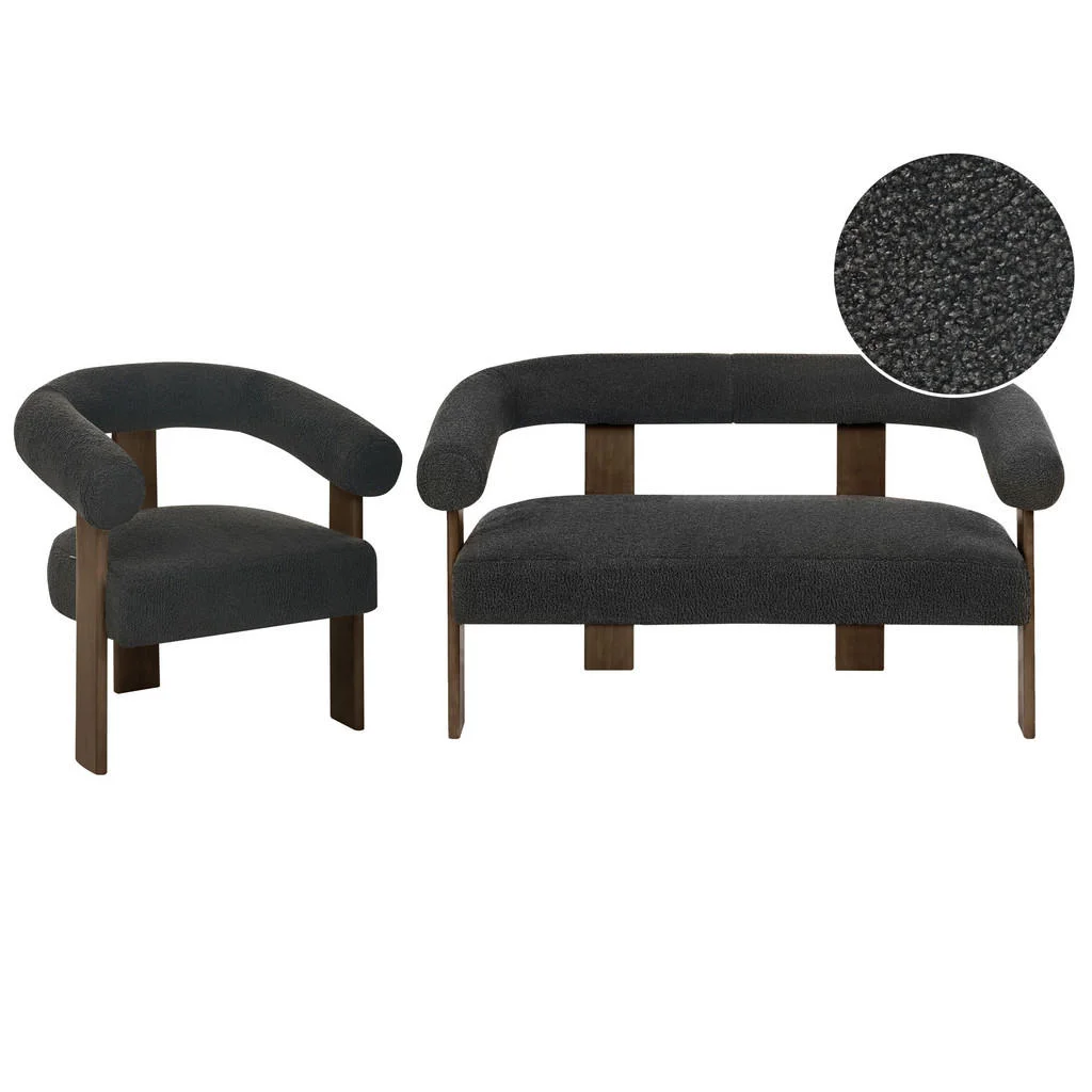 SET CANAPELE bouclé negru/maro închis Ilbro SET CANAPELE bouclé negru/maro închis Ilbro