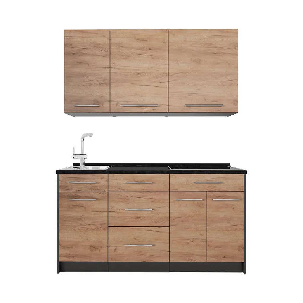 BUCATARIE SINGLE Fame-Line, Stejar auriu/antracit, 150 cm fara blat BUCATARIE SINGLE Fame-Line, Stejar auriu/antracit, 150 cm fara blat