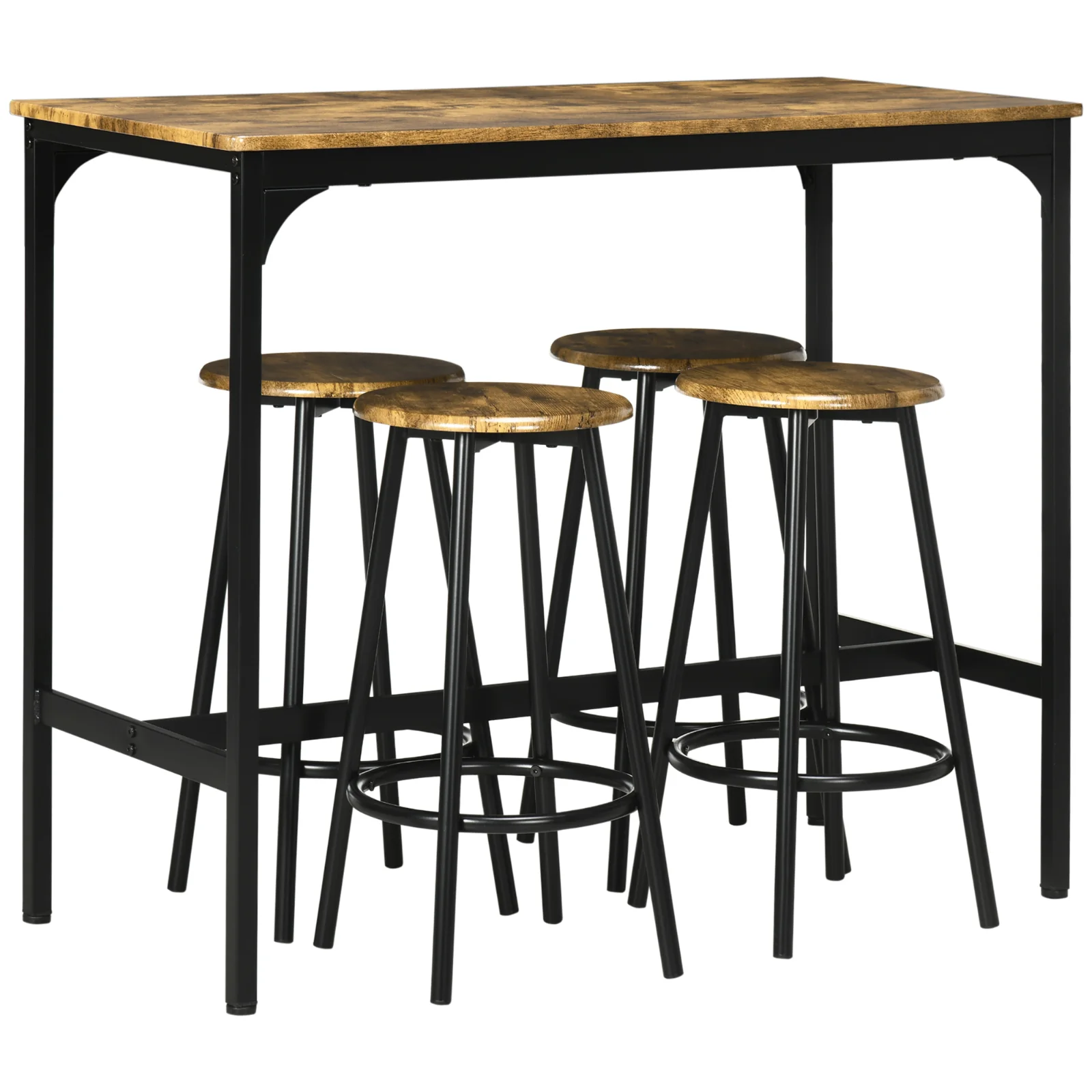 HOMCOM Scaune bar si Masa Bar, 5 piese, cu 4 Scaune Rotunde, Economie de Spațiu, Design Rustic Maro, pentru Bucătărie | Aosom Romania HOMCOM Scaune bar si Masa Bar, 5 piese, cu 4 Scaune Rotunde, Economie de Spațiu, Design Rustic Maro, pentru Bucătărie | Aosom Romania