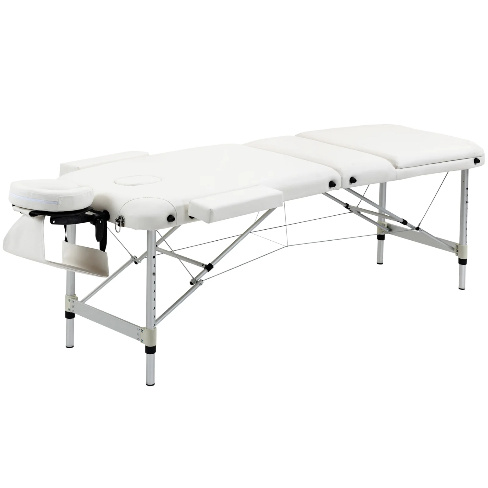 Masa de masaj portabila, pliabila si profesionala din aluminiu HOMCOM pentru cosmetician, terapeut, SPA, alb, 215x60x61-84cm | Aosom Romania Masa de masaj portabila, pliabila si profesionala din aluminiu HOMCOM pentru cosmetician, terapeut, SPA, alb, 215x60x61-84cm | Aosom Romania