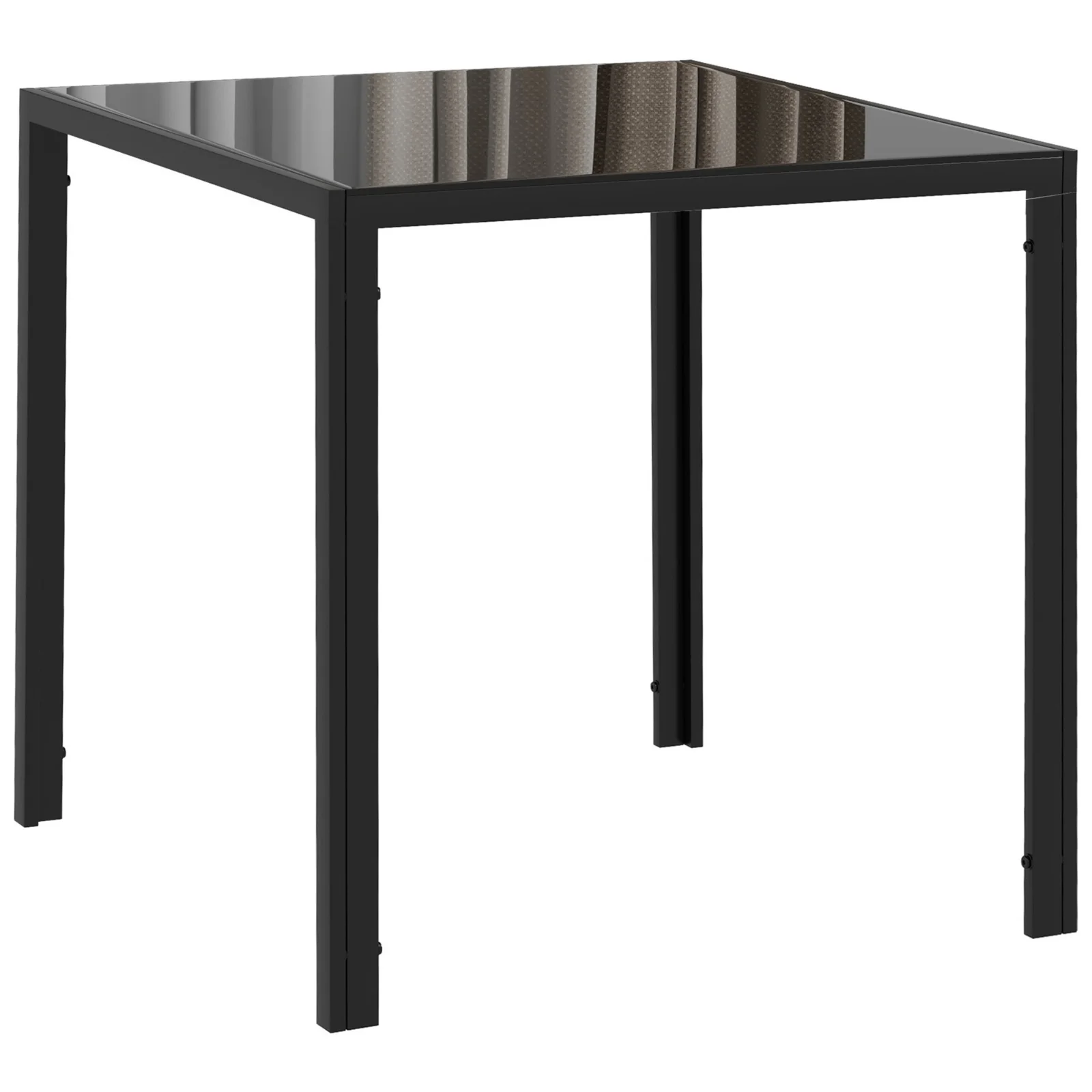 HOMCOM Masă Pătrată pentru 4 Persoane, pentru Bucătărie și Living, din Oțel și Sticlă Securizată, 75x75x75 cm, Negru | Aosom Romania HOMCOM Masă Pătrată pentru 4 Persoane, pentru Bucătărie și Living, din Oțel și Sticlă Securizată, 75x75x75 cm, Negru | Aosom Romania