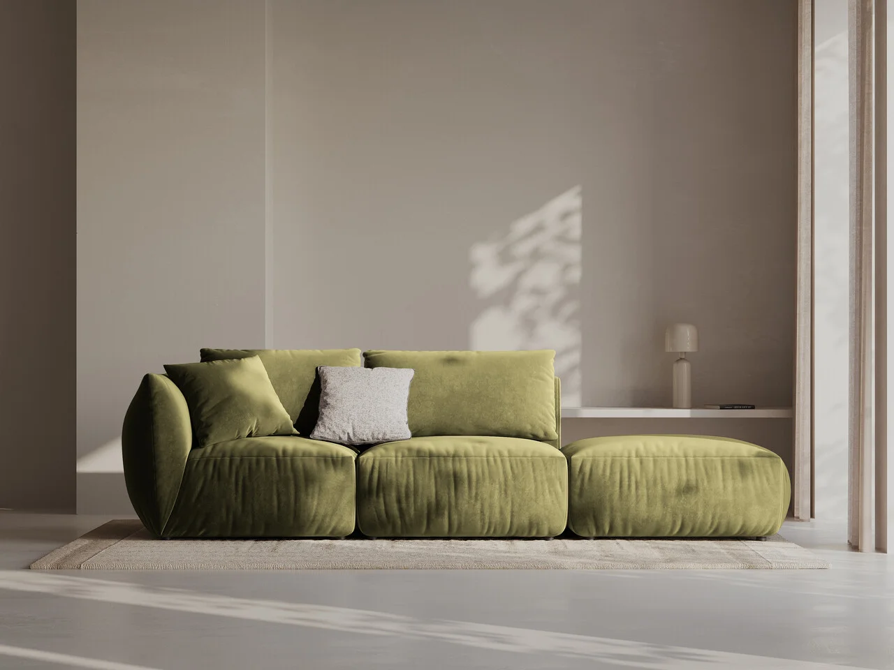 Canapea modulara 3 locuri cotiera dreapta, Chris-184, Micadoni Home, 315x100x80 cm, catifea, verde deschis Canapea modulara 3 locuri cotiera dreapta, Chris-184, Micadoni Home, 315x100x80 cm, catifea, verde deschis