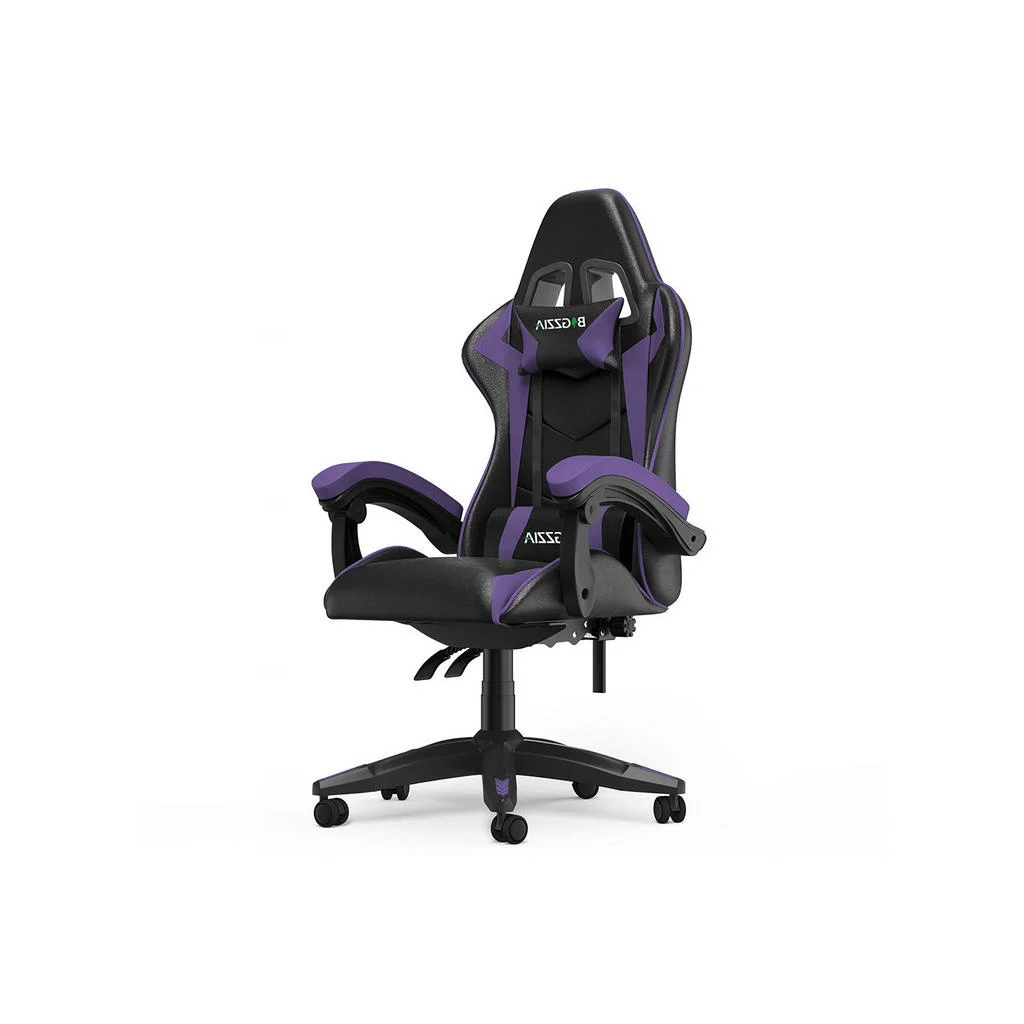 SCAUN GAMING ergonomic cu spătar reglabil și perne – Negru/Violet