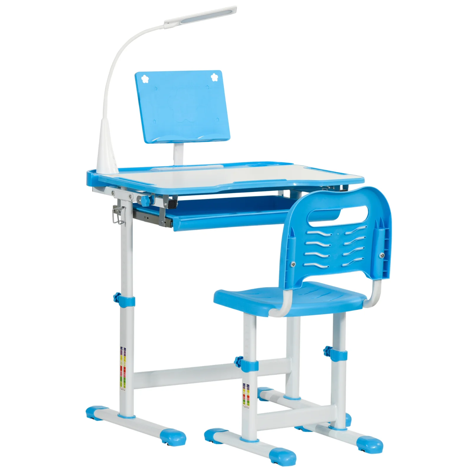 HOMCOM Birou Copii de 6-12 ani cu Lampa, masa cu scaune copii, cu design Ergonomic, Inălțimea Reglabilă, 70x49.5x80-105 cm | Aosom Romania HOMCOM Birou Copii de 6-12 ani cu Lampa, masa cu scaune copii, cu design Ergonomic, Inălțimea Reglabilă, 70x49.5x80-105 cm | Aosom Romania