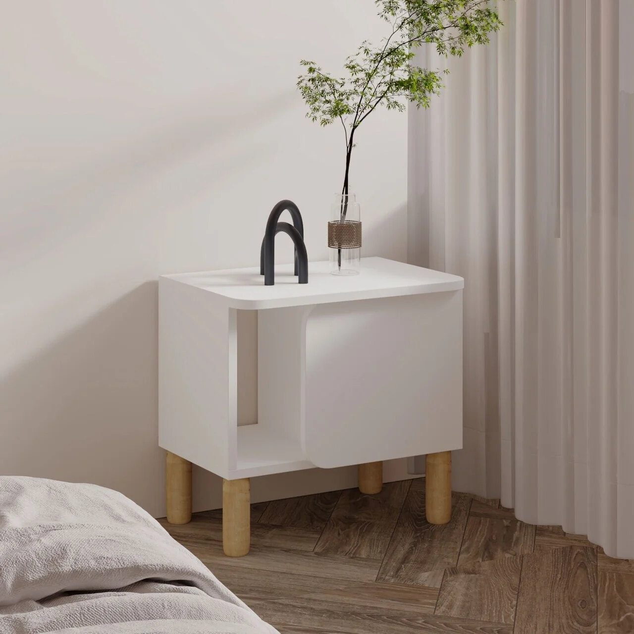 Noptiera, Hanah Home, River, 50x48.6x30 cm, PAL, Alb Noptiera, Hanah Home, River, 50x48.6x30 cm, PAL, Alb