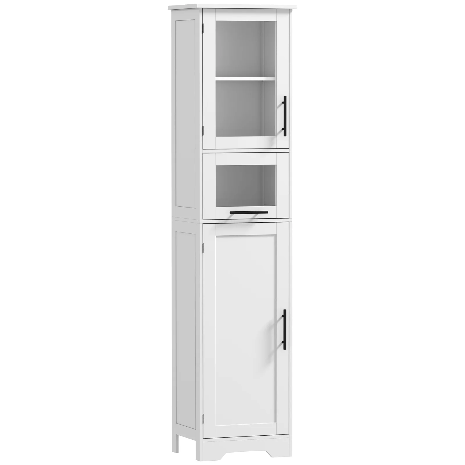 HOMCOM Coloană pentru baie, mobilier de depozitare cu sertar, 2 uși și raft reglabil, 40 x 31 x 170 cm, alb | Aosom Romania HOMCOM Coloană pentru baie, mobilier de depozitare cu sertar, 2 uși și raft reglabil, 40 x 31 x 170 cm, alb | Aosom Romania