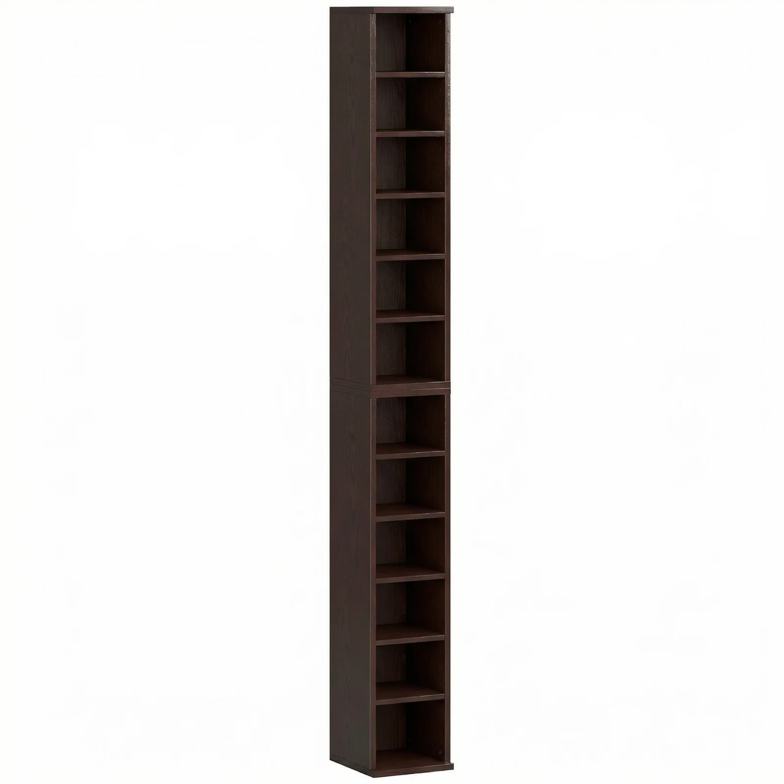 HOMCOM Set de 2 etajere coloane dulap de depozitare CD-DVD 12 compartimente 21 x 22,5 x 88,5 cm capacitate 204 CD-uri maro | Aosom Romania HOMCOM Set de 2 etajere coloane dulap de depozitare CD-DVD 12 compartimente 21 x 22,5 x 88,5 cm capacitate 204 CD-uri maro | Aosom Romania