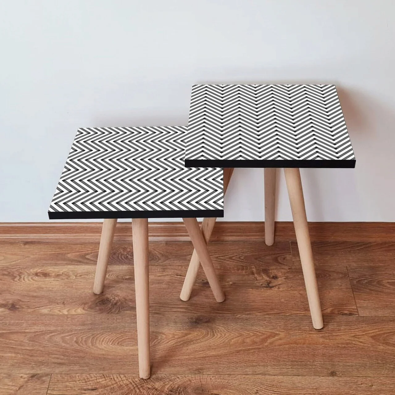 Set masute 2 piese, Hanah Home, 2Shp234, Alb/Negru Set masute 2 piese, Hanah Home, 2Shp234, Alb/Negru