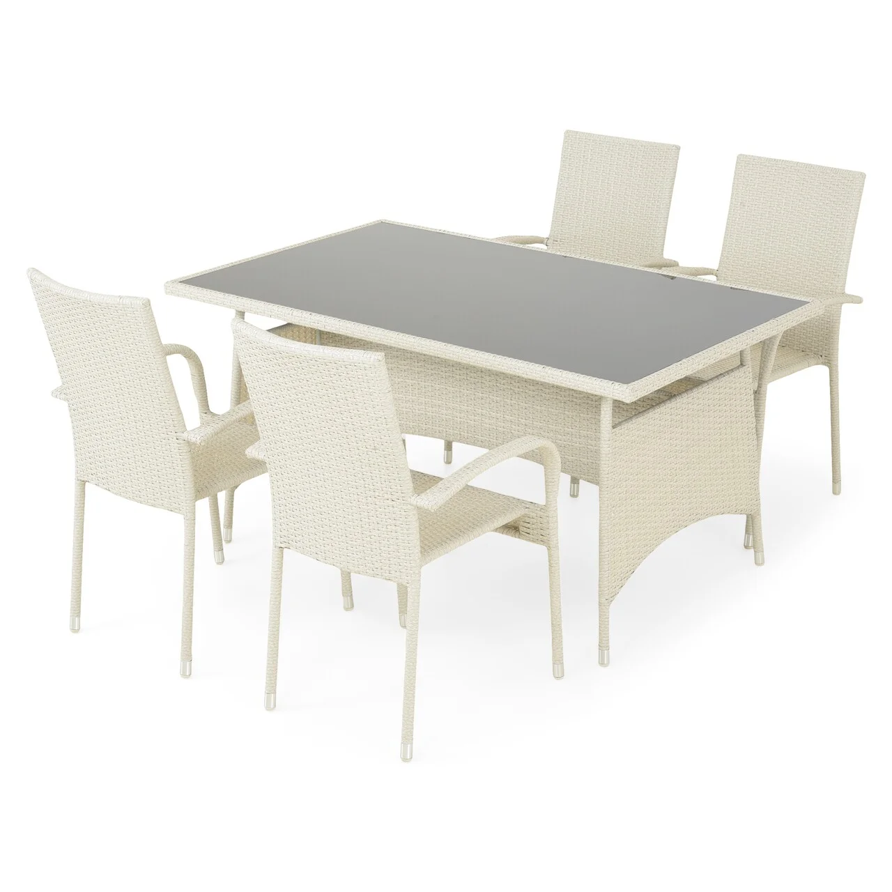Set gradina/terasa, masa + 4 scaune, Presley, otel, gri Set gradina/terasa, masa + 4 scaune, Presley, otel, gri