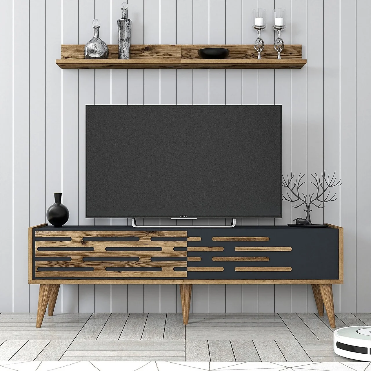 Comoda TV, Hanah Home, Valensiya 140, Nuc / Antracit Comoda TV, Hanah Home, Valensiya 140, Nuc / Antracit