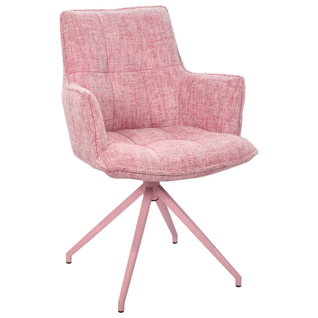 Scaun Cu Brațe din metal, textil, roz Scaun Cu Brațe din metal, textil, roz