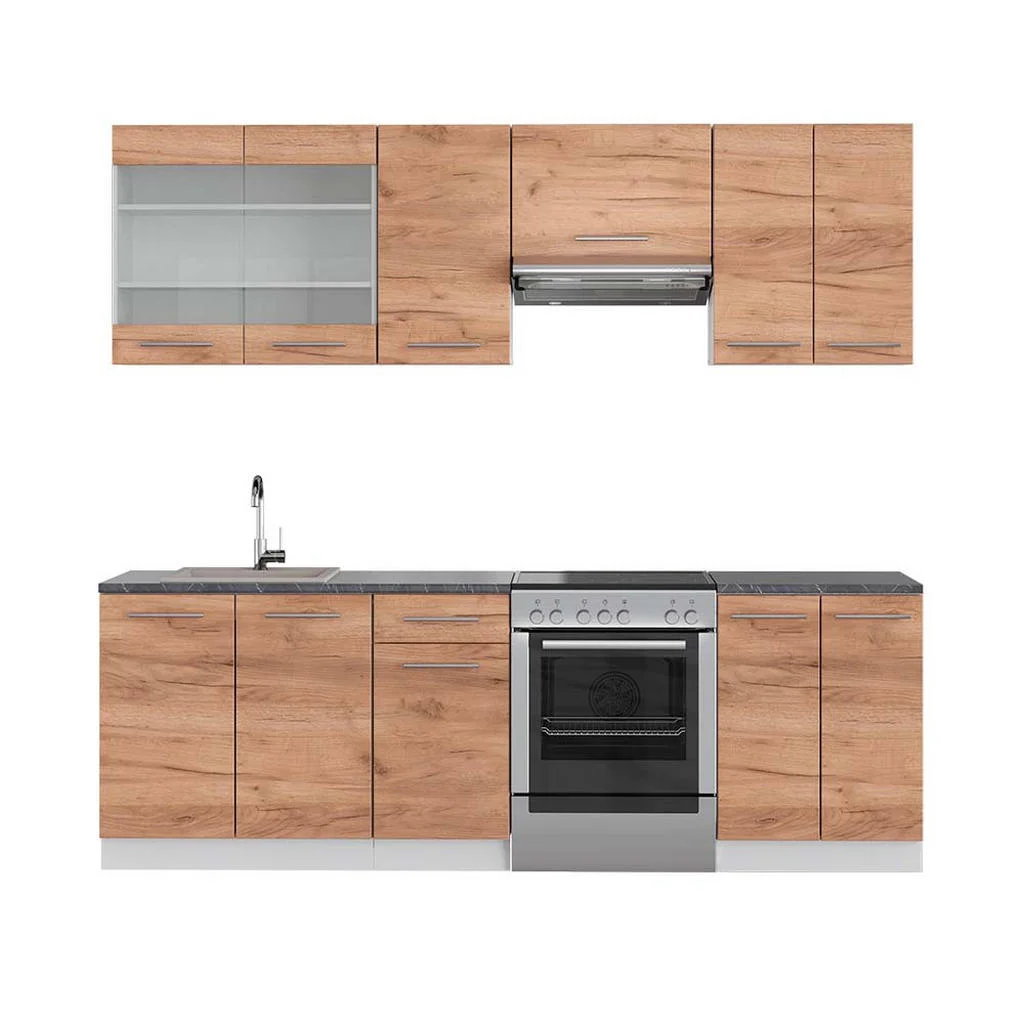 KITCHENETTE Fame-Line Stejar Goldkraft/alb 240 cm , AP Antracit KITCHENETTE Fame-Line Stejar Goldkraft/alb 240 cm , AP Antracit