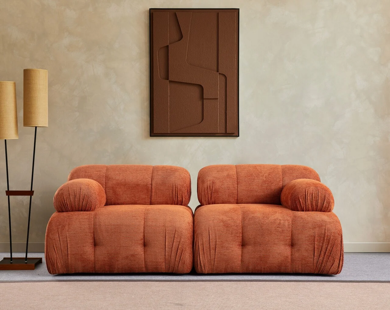 Canapea 2 locuri, Atelier del Sofa, 560ARE1554, Lemn de fag / PAL, Portocaliu Canapea 2 locuri, Atelier del Sofa, 560ARE1554, Lemn de fag / PAL, Portocaliu