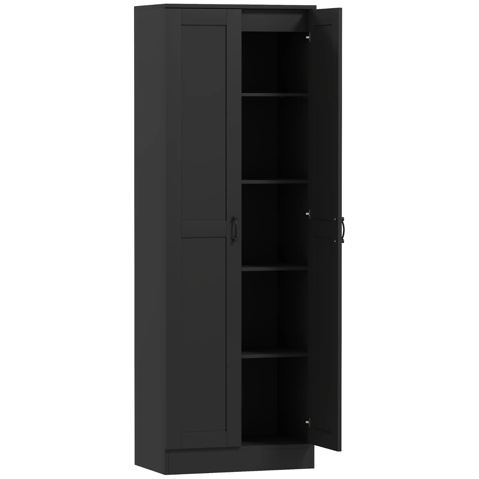 HOMCOM Dulap 2 uși corp de depozitare cu 5 rafturi, stil contemporan, 60L x 36,5l x 175H negru | Aosom Romania HOMCOM Dulap 2 uși corp de depozitare cu 5 rafturi, stil contemporan, 60L x 36,5l x 175H negru | Aosom Romania