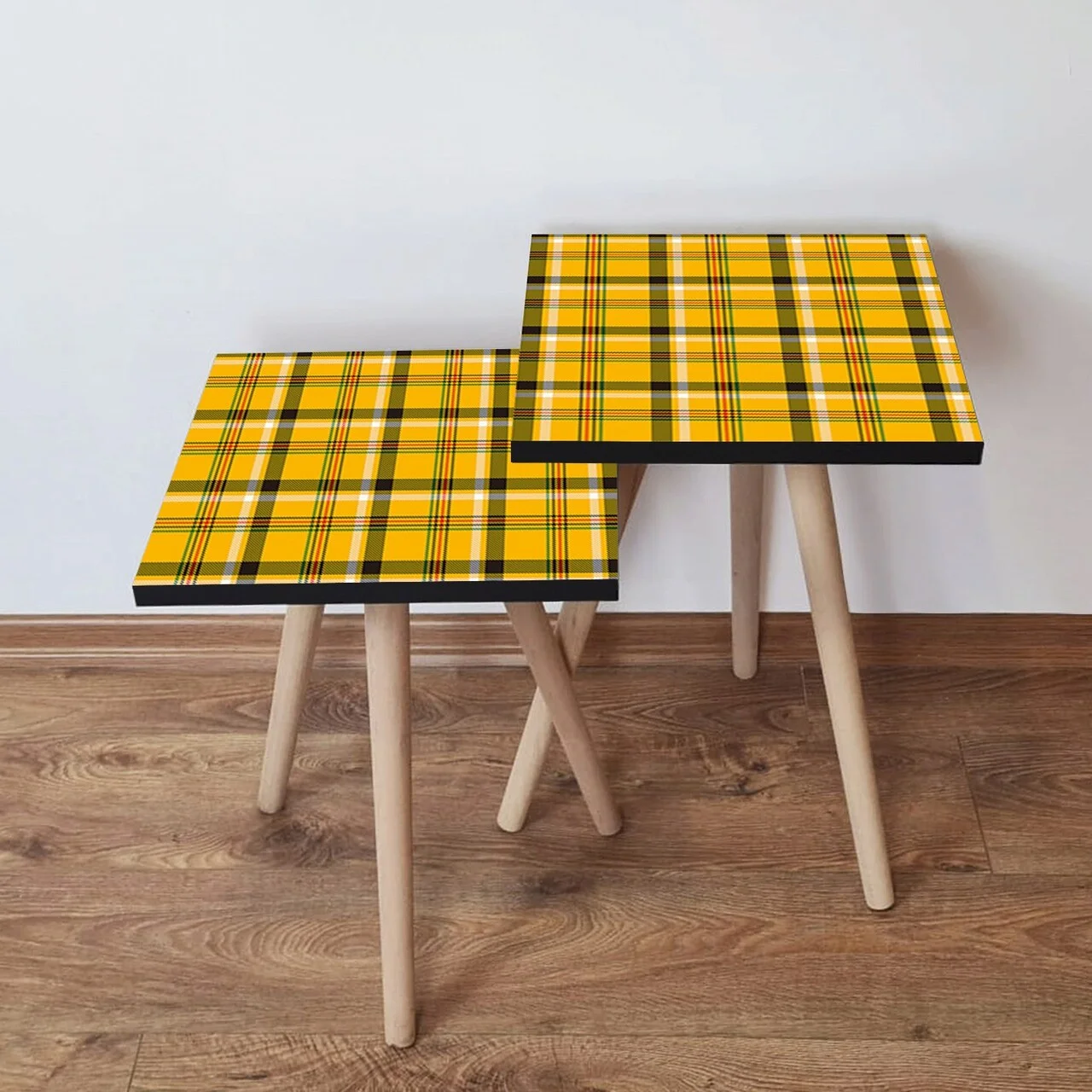 Set masute 2 piese, Hanah Home, 2Shp336, Muștar / Roșu / Verde / Negru Set masute 2 piese, Hanah Home, 2Shp336, Muștar / Roșu / Verde / Negru