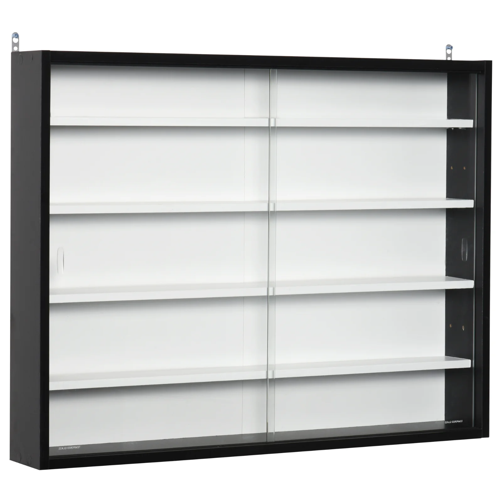 HOMCOM Vitrina Moderna pentru Colectionare 5 Etajere, Panou Suport de obiecte cu Etajere Reglabile, 80x9.5x60cm, Negru si Alb | Aosom Romania HOMCOM Vitrina Moderna pentru Colectionare 5 Etajere, Panou Suport de obiecte cu Etajere Reglabile, 80x9.5x60cm, Negru si Alb | Aosom Romania