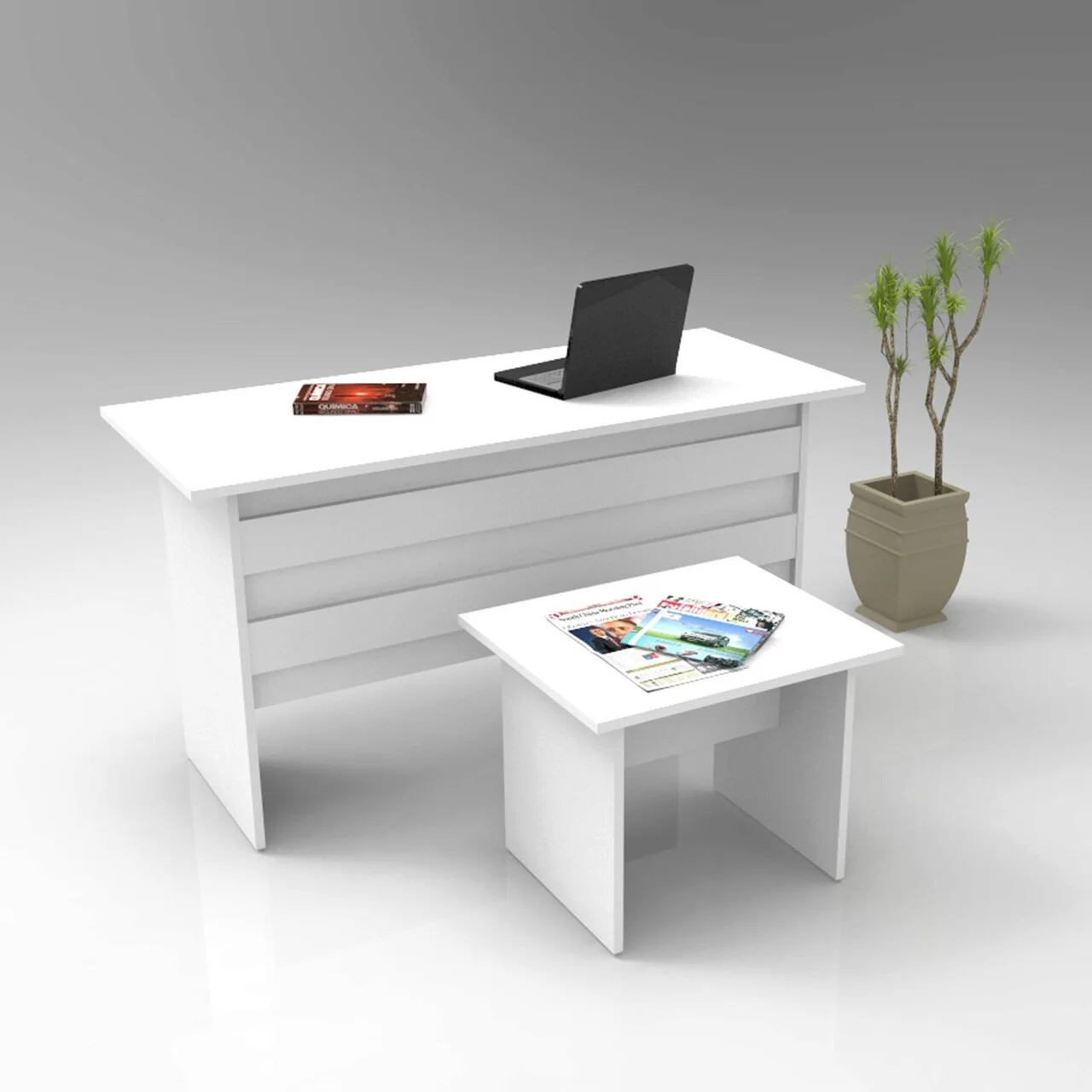 Set mobilier de birou, Hanah Home, Vo8-W, Alb Set mobilier de birou, Hanah Home, Vo8-W, Alb