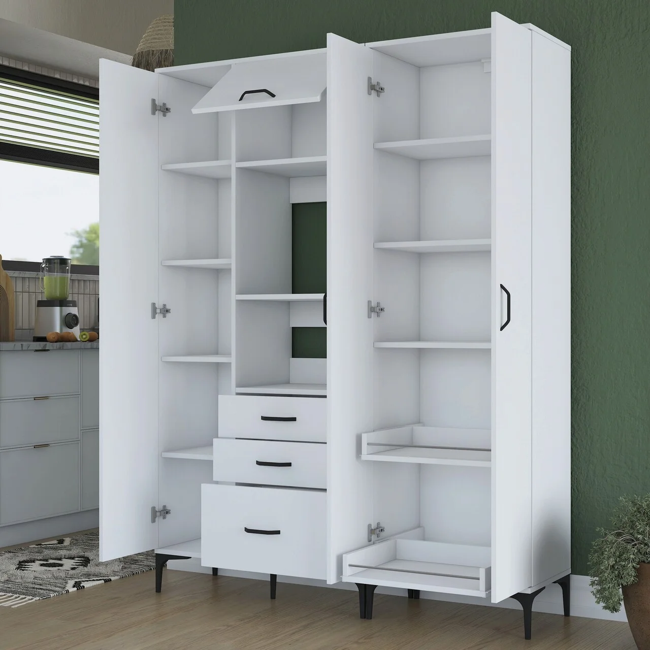 Dulap multifunctional, Hanah Home, JE131, 150x198.6x40 cm, Alb Dulap multifunctional, Hanah Home, JE131, 150x198.6x40 cm, Alb