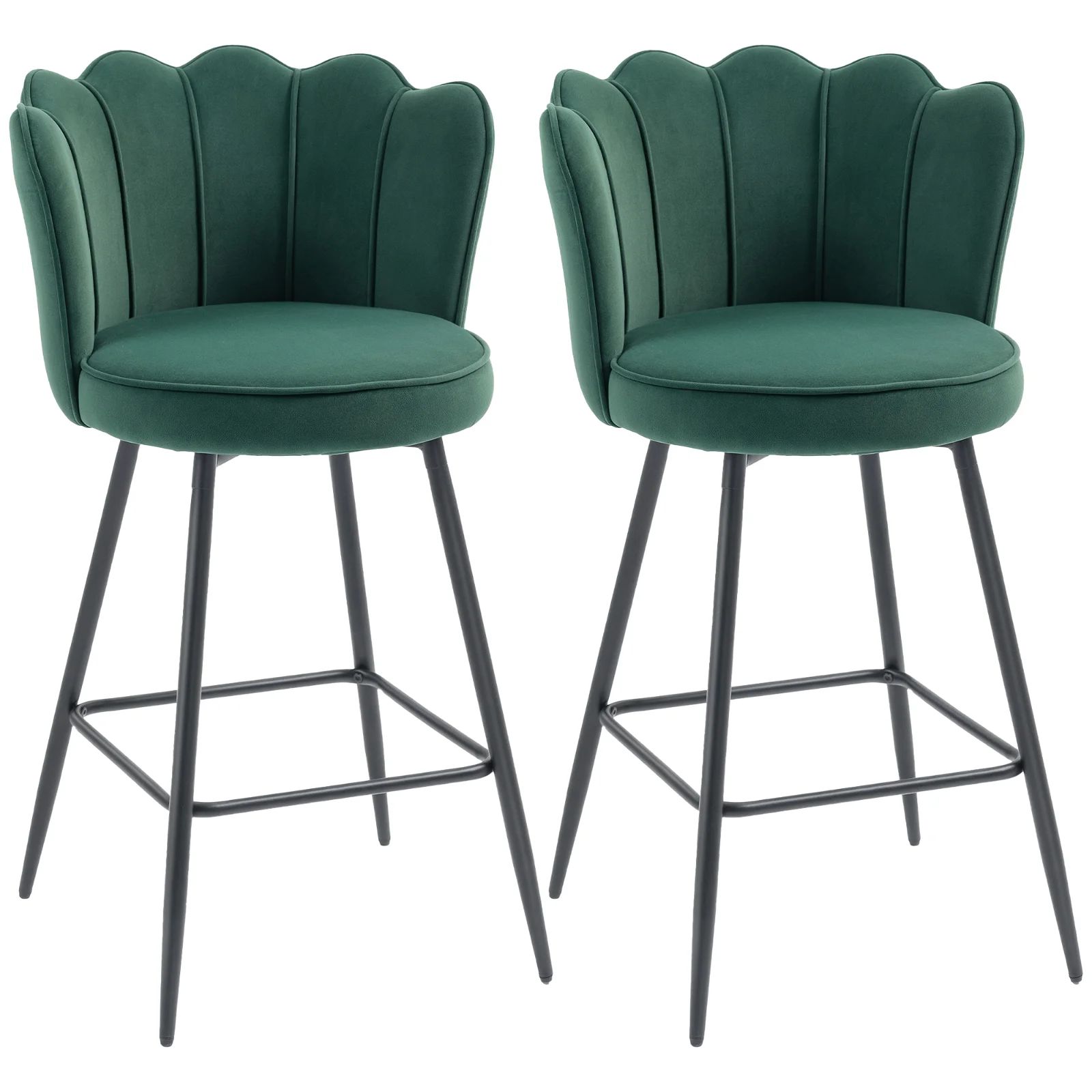 HOMCOM Set de 2 taburete de bar, scaune de bar cu spătar și suport pentru picioare, picioare din oțel, 54 x 55 x 97 cm, verde închis | Aosom Romania HOMCOM Set de 2 taburete de bar, scaune de bar cu spătar și suport pentru picioare, picioare din oțel, 54 x 55 x 97 cm, verde închis | Aosom Romania