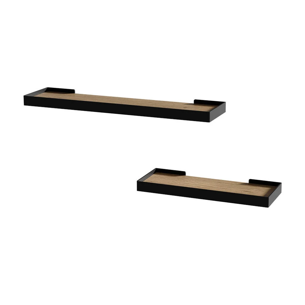 RAFT DE PERETE Erni Negru / stejar 60x3 cm Set de 2 RAFT DE PERETE Erni Negru / stejar 60x3 cm Set de 2