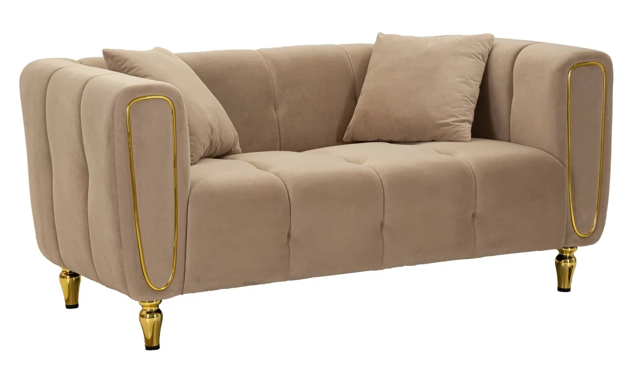 Canapea 2 locuri cu perne Alma, Mauro Ferretti, 155x81x71 cm, eucalipt/pin/catifea, gri/auriu Canapea 2 locuri cu perne Alma, Mauro Ferretti, 155x81x71 cm, eucalipt/pin/catifea, gri/auriu