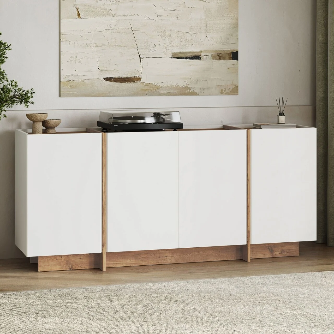 Consola, Nordure, Dorma, 180x80x45 cm, Alb/Pin Atlantic Consola, Nordure, Dorma, 180x80x45 cm, Alb/Pin Atlantic