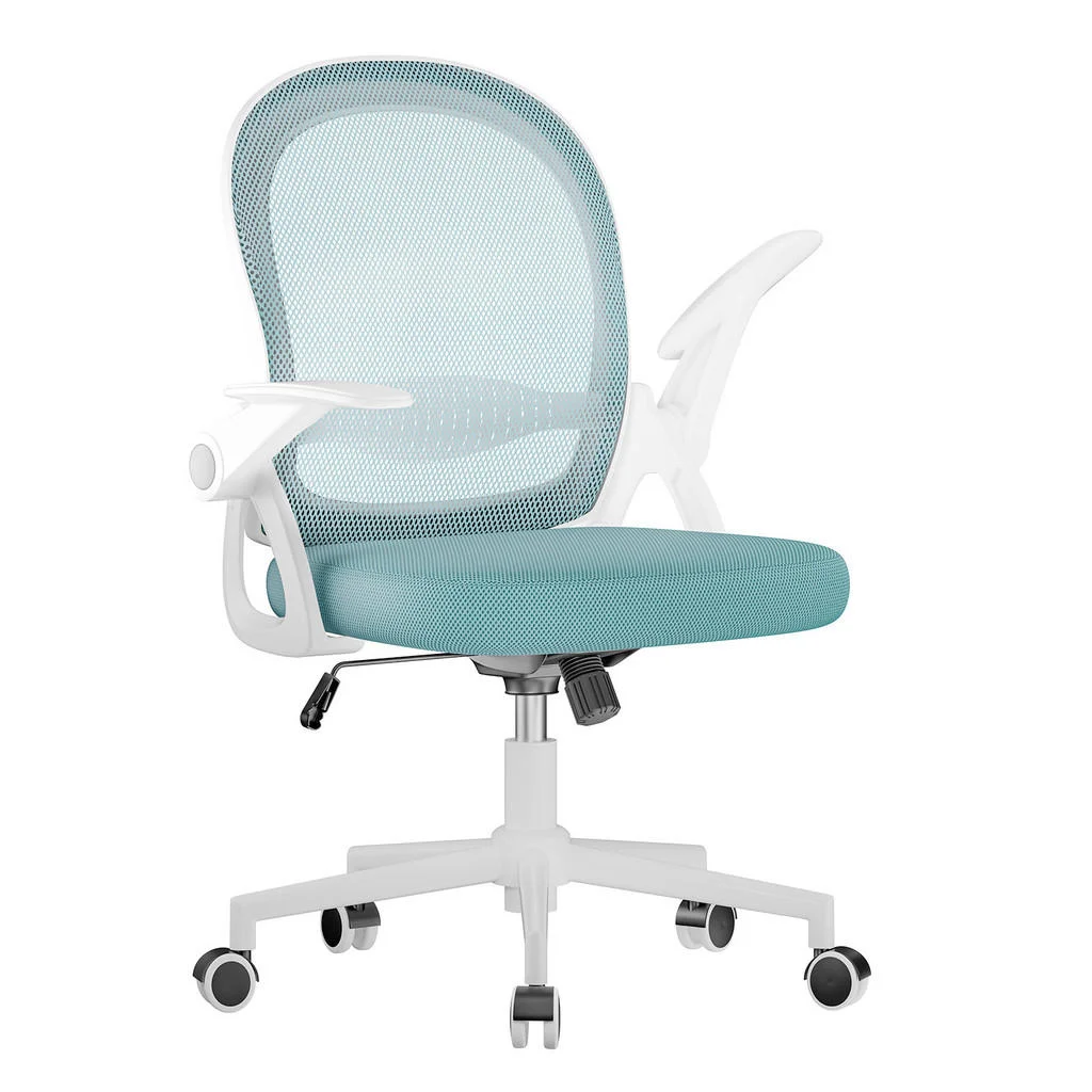 SCAUN DE BIROU ergonomic cu spătar mediu, cotiere rabatabile și suport lombar – Verde deschis