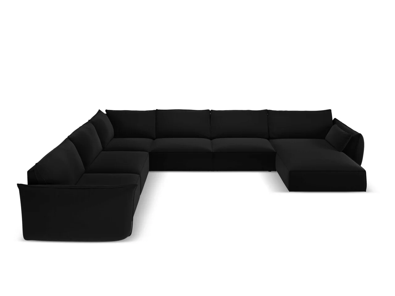 Coltar panoramic stanga 8 locuri, Kaelle, Micadoni Home, BL, 384x284x85 cm, catifea, negru Coltar panoramic stanga 8 locuri, Kaelle, Micadoni Home, BL, 384x284x85 cm, catifea, negru