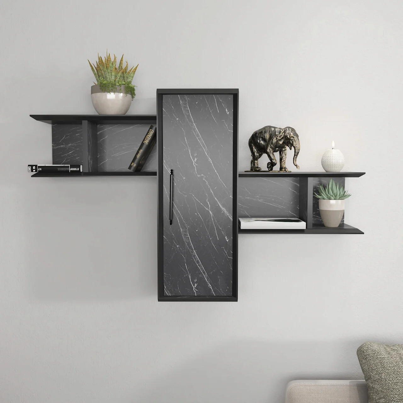 Raft de perete, Hanah Home, Olida, 118.6x35x51.8 cm, Negru Raft de perete, Hanah Home, Olida, 118.6x35x51.8 cm, Negru