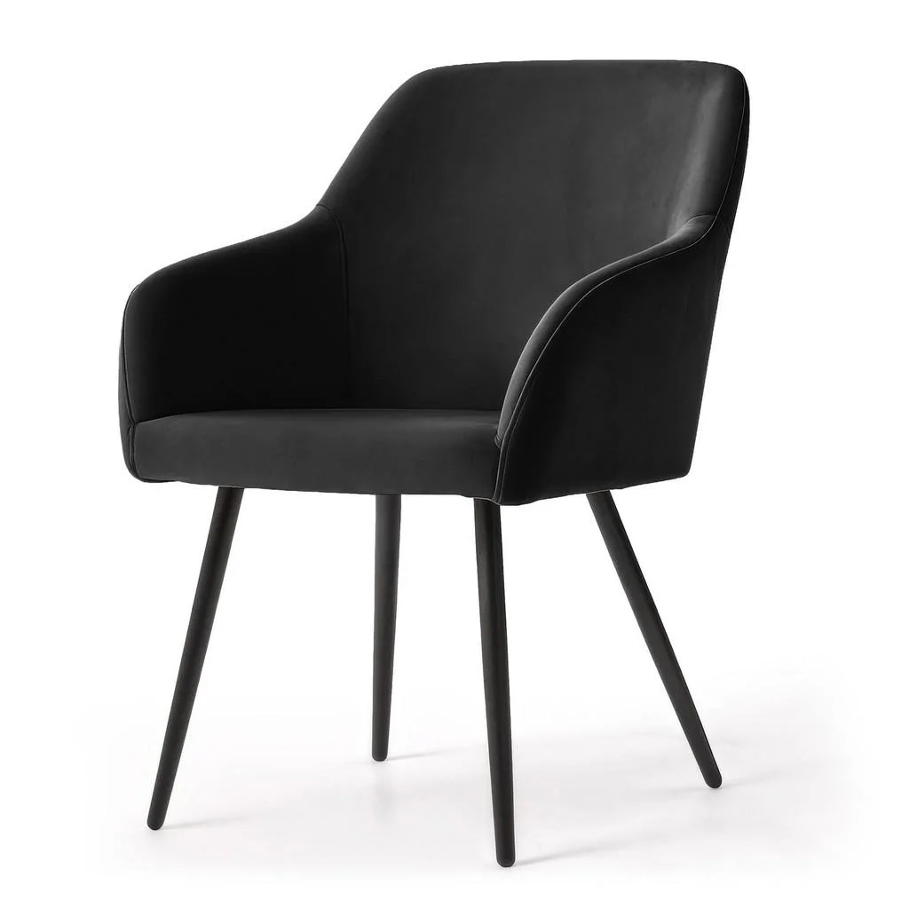 SCAUN tapițat, set de 2 bucăți, picioare metalice negre, negru 54/83/58 SCAUN tapițat, set de 2 bucăți, picioare metalice negre, negru 54/83/58