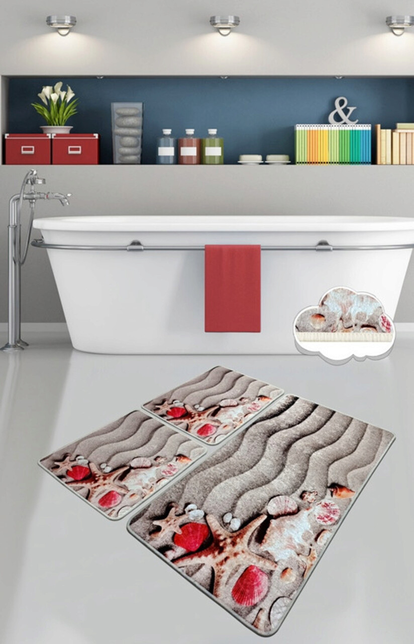 Set covorase de baie, L'essentiel Maison, Coast, Poliester, Multicolor Set covorase de baie, L'essentiel Maison, Coast, Poliester, Multicolor